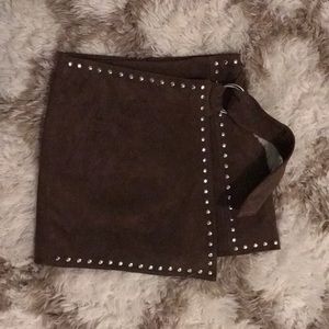 Olive Green Suede Mini Skirt